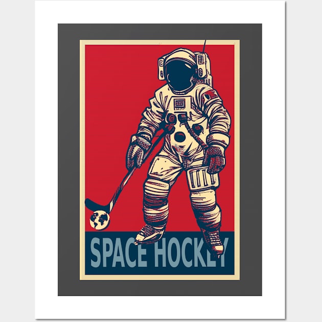 Astronaut Playing Ice Hockey Wall Art by DesignArchitect